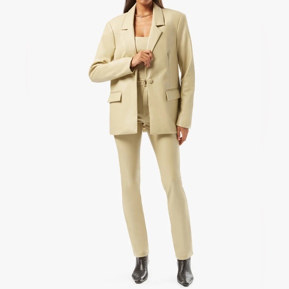 WeWoreWhat Vegan Leather Kickflare Pants Size 25 in Color Oat - Picture 2 of 9